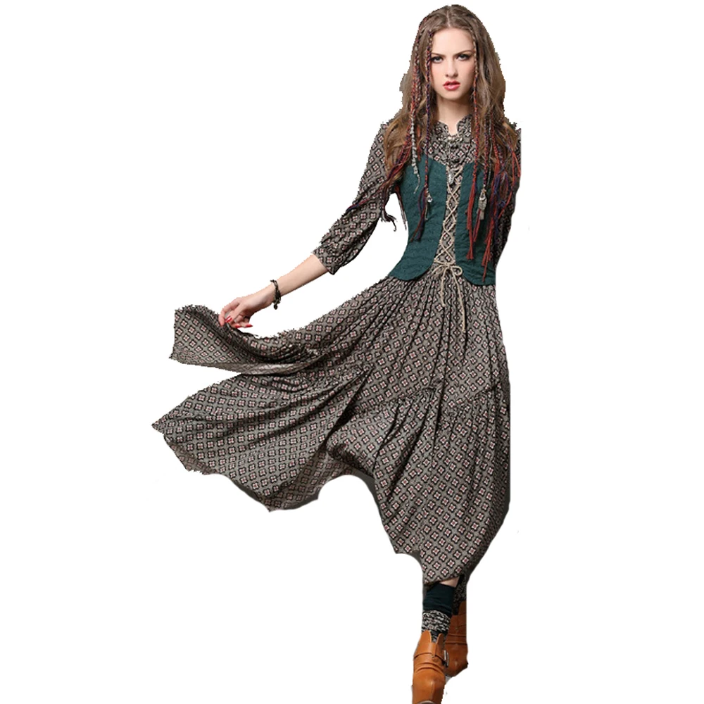 Vintage Style Fake Two Pieces Vest Embroidery Shivering Printing Pleated Draped Dress Lacing Up Irregular Lap Dress FS1020
Vintage Style Fake Two Pieces Vest Embroidery Shivering Printing Pleated Draped Dress Lacing Up Irregular Lap Dress FS1020