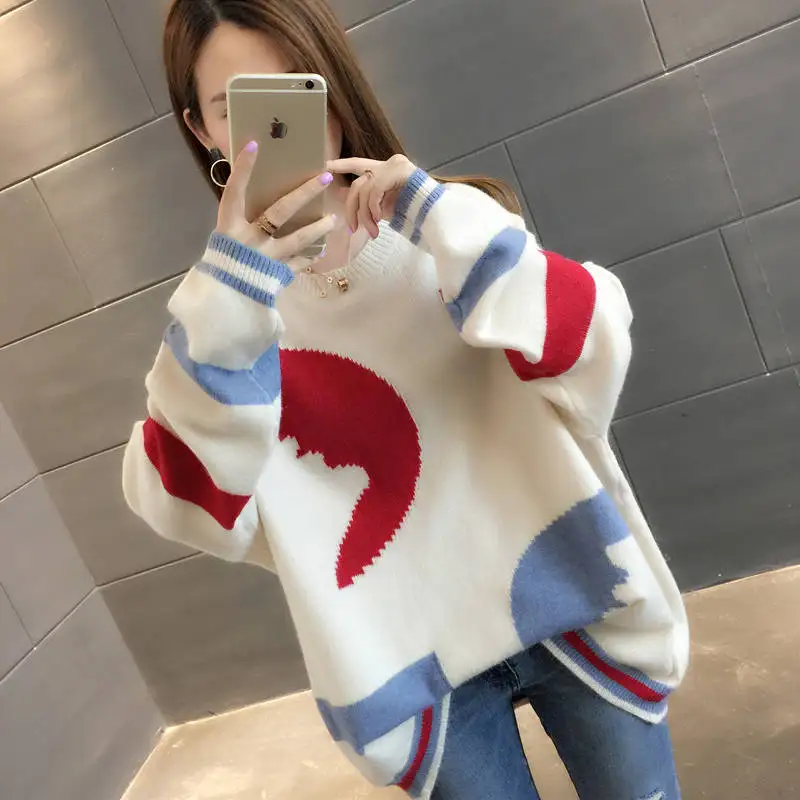 Women Pullover Sweater Round Neck Warm Knit Sweater 2021 Autumn Winter Loose Print Knitted Tops Female Long Sleeve Jumper
Women Pullover Sweater Round Neck Warm Knit Sweater 2021 Autumn Winter Loose Print Knitted Tops Female Long Sleeve Jumper