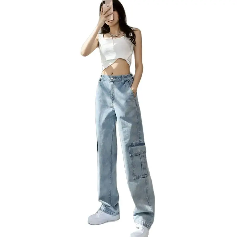 Denim Cargo Pants Women Straight Leg Jeans Pockets Button Fly Cargo Vintage Blue Jeans Denim Trousers Cute Streetwear y2k Jeans
Denim Cargo Pants Women Straight Leg Jeans Pockets Button Fly Cargo Vintage Blue Jeans Denim Trousers Cute Streetwear y2k Jeans