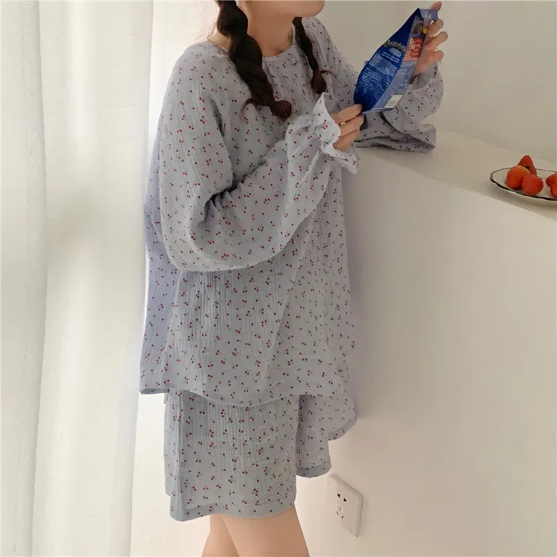 CBAFU 100% cotton soft cherry pajamas set women sleepwear 2 piece set long sleeve pullovers tops shorts suit summer spring M906
CBAFU 100% cotton soft cherry pajamas set women sleepwear 2 piece set long sleeve pullovers tops shorts suit summer spring M906