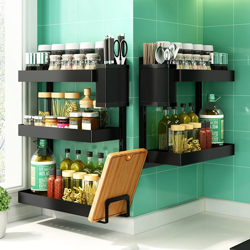 Stainless steel kitchen rack wall-mounted seasoning rack wall punch-free multifunctional storage rack for household use
Stainless steel kitchen rack wall-mounted seasoning rack wall punch-free multifunctional storage rack for household use