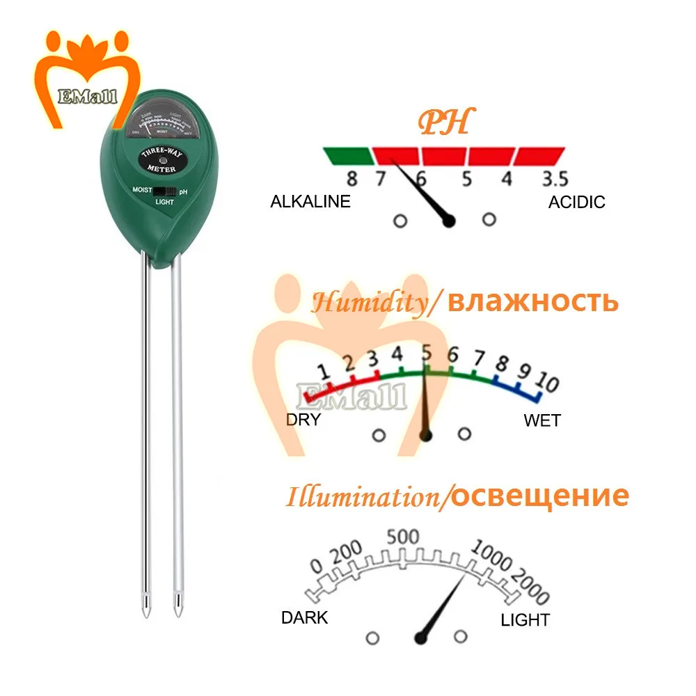 Soil Moisture Measuring Sensor Tester Humidity Hygrometer Hydroponic Gardening Water Plant Flower Soil PH Tester Light Meter
Soil Moisture Measuring Sensor Tester Humidity Hygrometer Hydroponic Gardening Water Plant Flower Soil PH Tester Light Meter