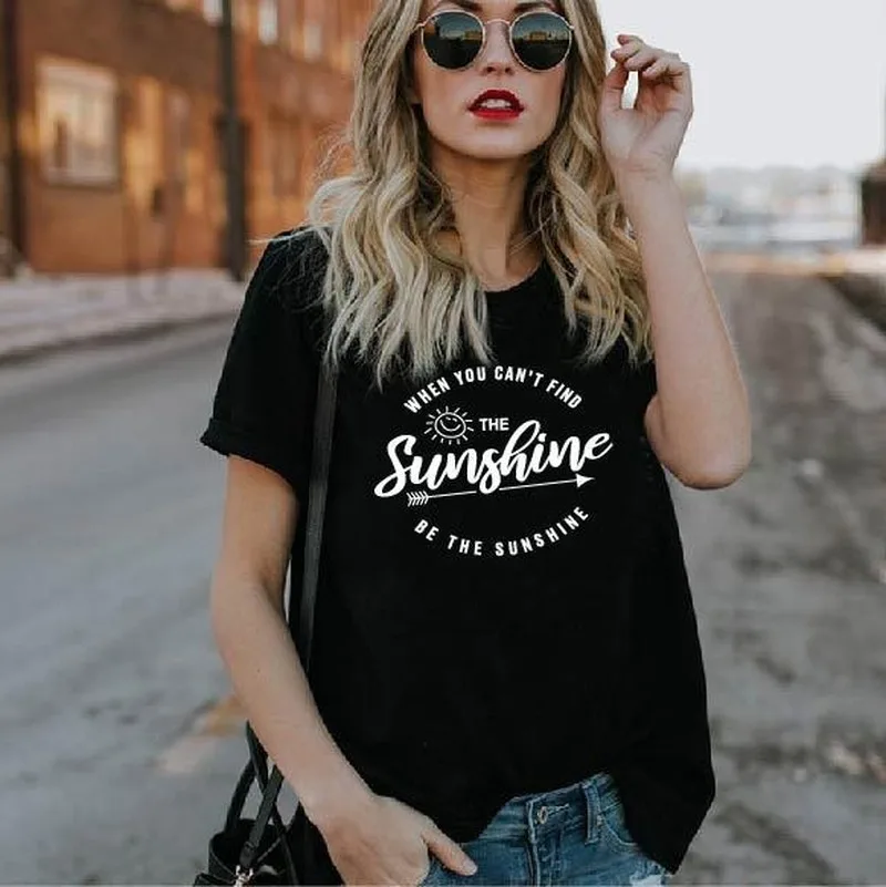 

Women T Shirt Sunshine Print Tshirt Women Short Sleeve O Neck Loose T-shirt Ladies Causal Tee Shirt Clothes Tops