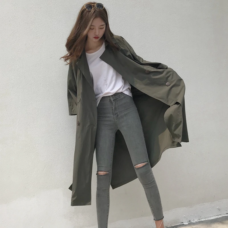 2019 Spring New Casual Loose Long Jacket Lapel Seven-quarter sleeve Female Long Shirt Windbreaker Coat cc706
2019 Spring New Casual Loose Long Jacket Lapel Seven-quarter sleeve Female Long Shirt Windbreaker Coat cc706