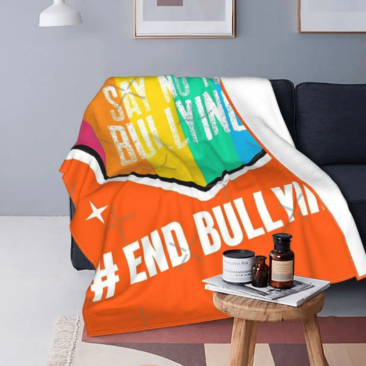 

Manta naranja de End Bullying - Unity Day, colcha a cuadros, edredones de cama, manta térmica, ropa de cama y fundas
