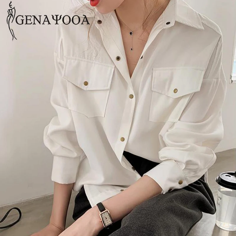 Женская винтажная рубашка genayua, Повседневная рубашка с длинным рукавом, элегантная рубашка с отложным воротником, весна-осень 2019
Женская винтажная рубашка genayua, Повседневная рубашка с длинным рукавом, элегантная рубашка с отложным воротником, весна-осень 2019