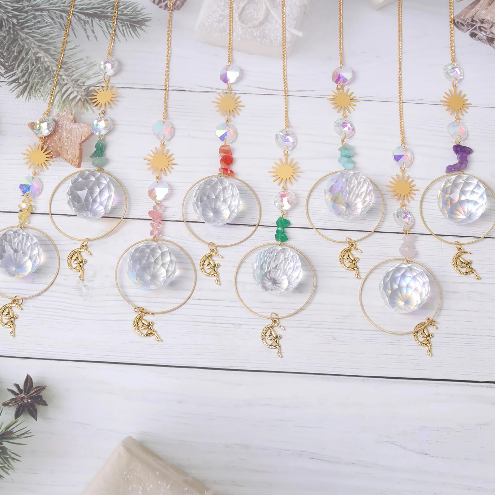 Crystal Sun Catcher Wind Chime Prism Window Hanging Rainbow Moon Angel for Window Curtains Pendant Home Garden Decor Gifts
Crystal Sun Catcher Wind Chime Prism Window Hanging Rainbow Moon Angel for Window Curtains Pendant Home Garden Decor Gifts