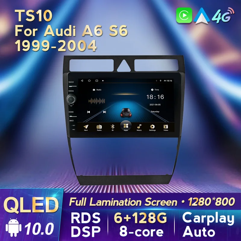 MLOVELIN QLEDROM DSP 48EQ Carplay Android авто для Audi A6 C5 1997-2004 S6 RS6 CarGPS Навигатор Радио плеер