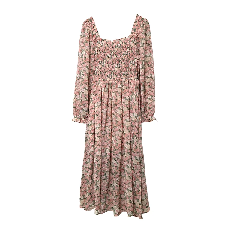 2021spring New Gentle Floral Skirt Design Sense Non-mainstream Chiffon Temperament Mid-Length Square Collar Dress
2021spring New Gentle Floral Skirt Design Sense Non-mainstream Chiffon Temperament Mid-Length Square Collar Dress