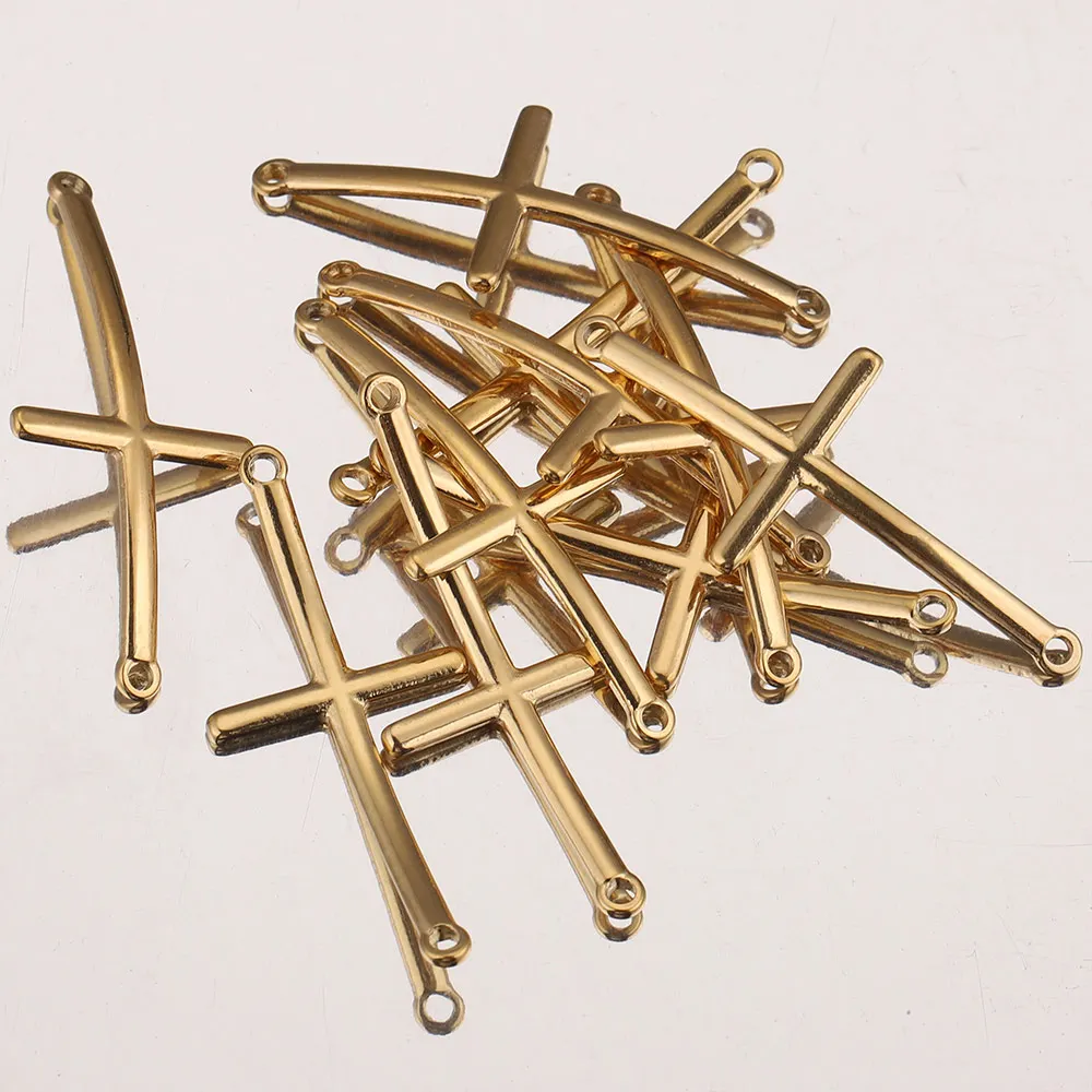 10pcs/lot Gold Stainless Steel Bending Double Hole Cross Pendant Jewelry Making Supplies Connector Charm DIY Findings Wholesale
10pcs/lot Gold Stainless Steel Bending Double Hole Cross Pendant Jewelry Making Supplies Connector Charm DIY Findings Wholesale