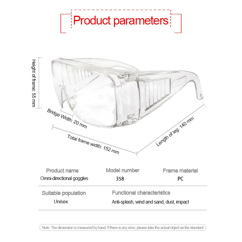 Safety Glasses UV-protection Motorcycle Goggles Dust Wind Splash Proof High Strength Impact Resistance for Riding Cycling Goggle
Safety Glasses UV-protection Motorcycle Goggles Dust Wind Splash Proof High Strength Impact Resistance for Riding Cycling Goggle