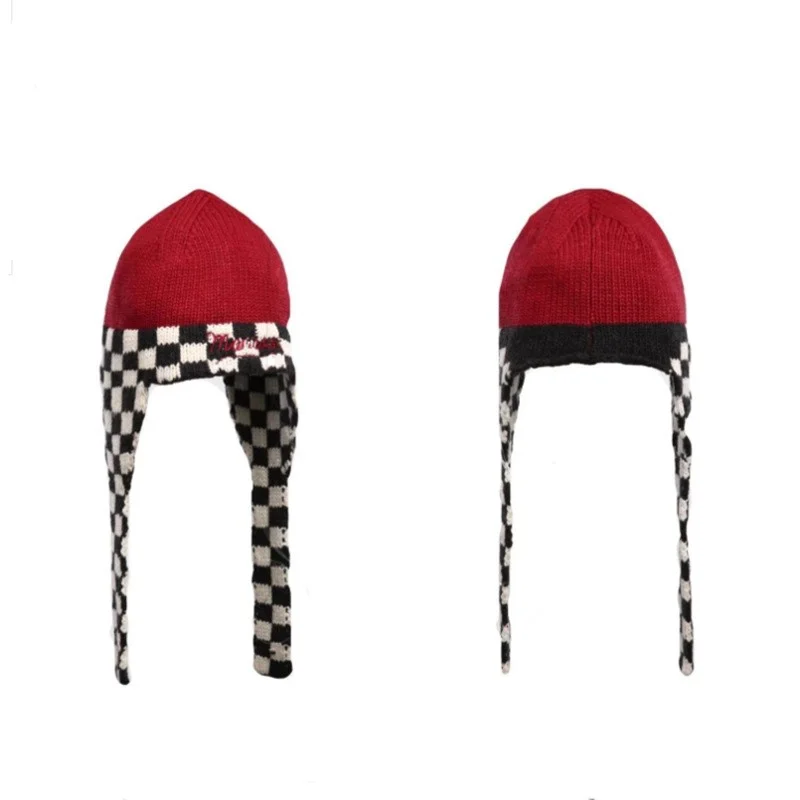 New autumn and winter hat checkerboard flying cap winter ear scarf integrated braid wool retro knitted hat
New autumn and winter hat checkerboard flying cap winter ear scarf integrated braid wool retro knitted hat