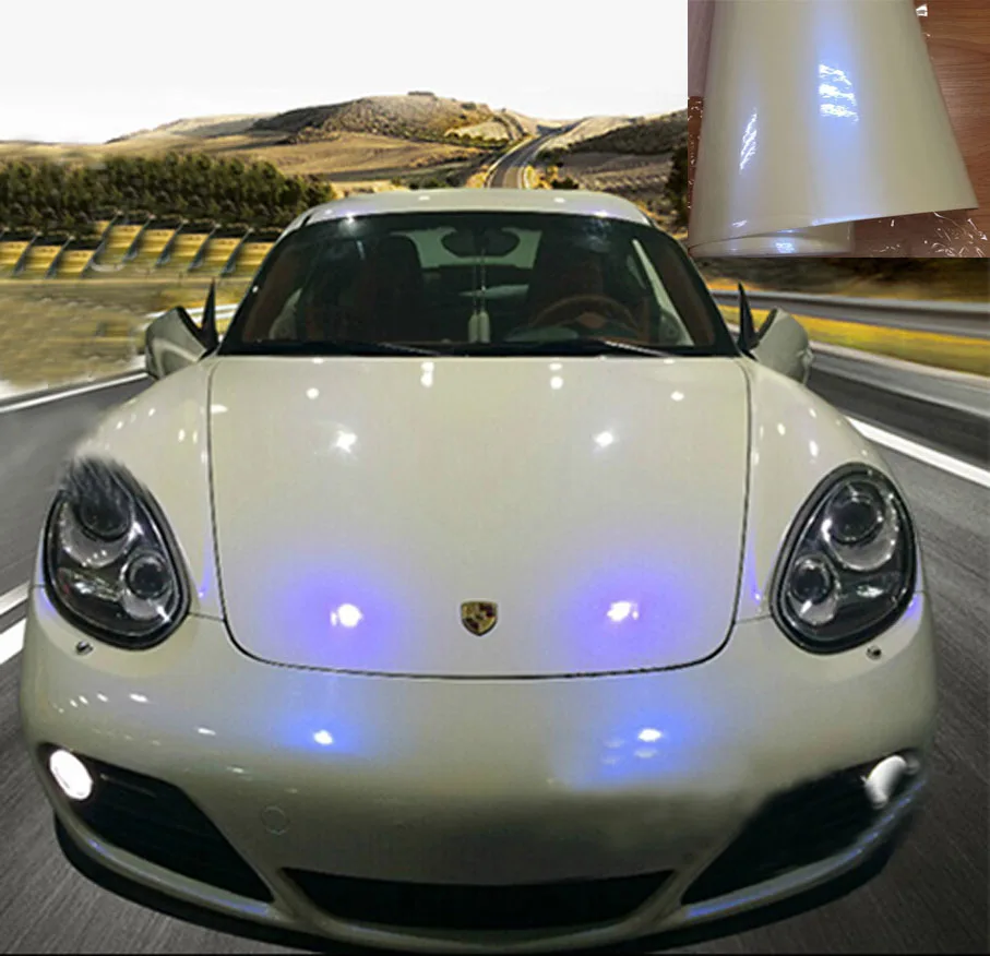 

30cm*1/2/3/4/5/6M Premium Glossy Pearl White Blue Chameleon Vinyl Wrap Metallic Satin Pearl Car Film Sticker Wrapping