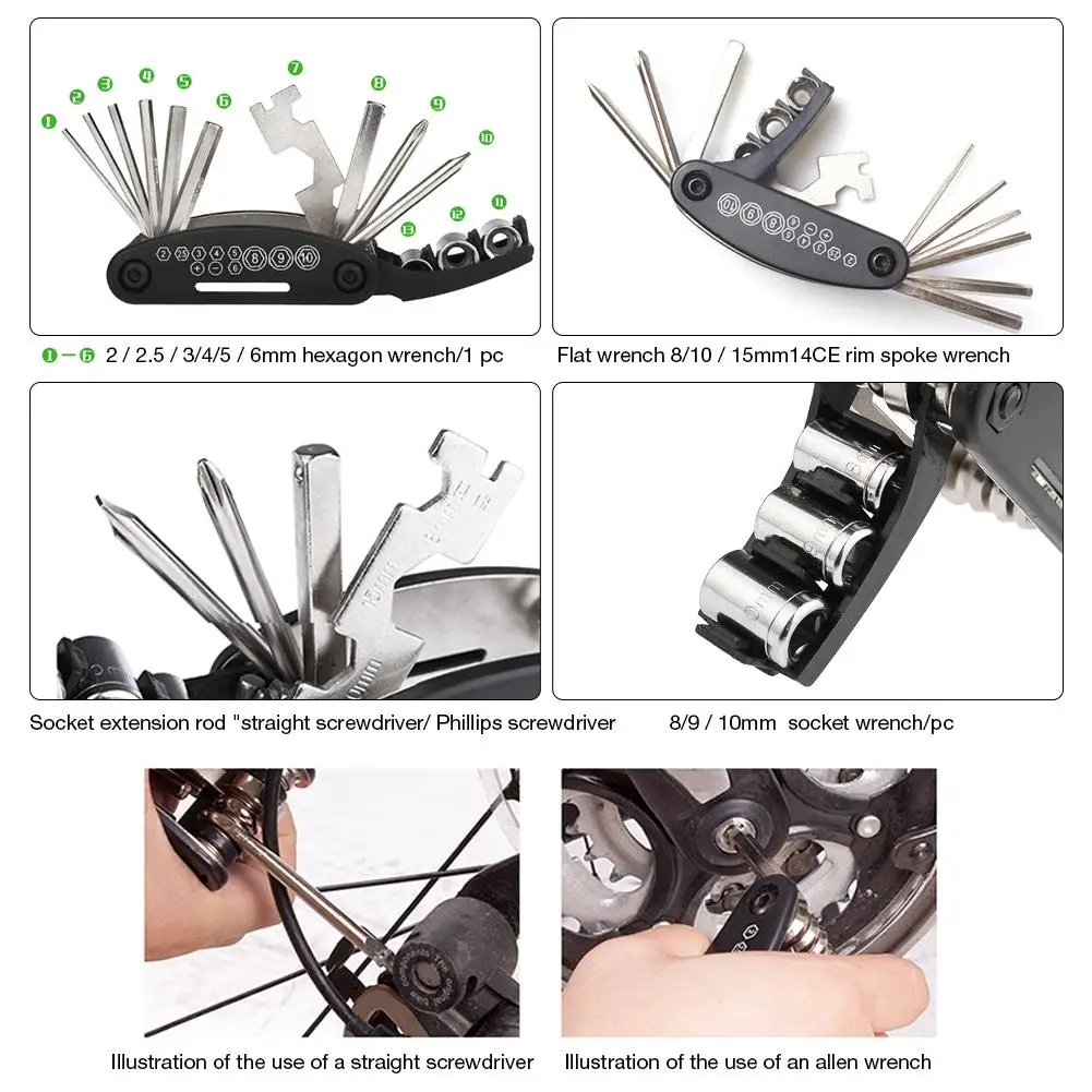 16 In 1 Bicycle Repair Tools Kit Hex Wrench Cycling Screwdriver Tool Bicycle Bag MTB Mountain Cycling Bike Repair Tool
16 In 1 Bicycle Repair Tools Kit Hex Wrench Cycling Screwdriver Tool Bicycle Bag MTB Mountain Cycling Bike Repair Tool
