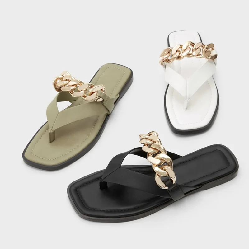 Fashion Open-toed Sandals And Slippers Women Summer Metal Chain Soft Bottom Flip-flops Outer Beach Shoes Half-drag Sandals Women
Fashion Open-toed Sandals And Slippers Women Summer Metal Chain Soft Bottom Flip-flops Outer Beach Shoes Half-drag Sandals Women