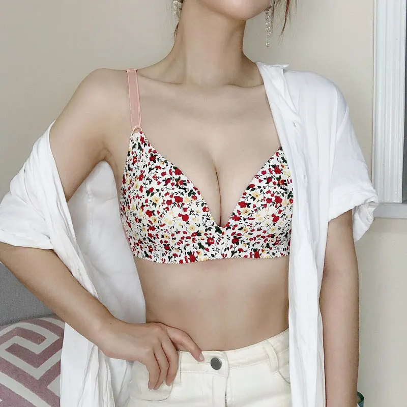 Women Underwear Simple Floral Bra Sexy Beauty Back Bra Without Steel Ring Thin Section Gathered Adjustable Bra Comfy 2020
Women Underwear Simple Floral Bra Sexy Beauty Back Bra Without Steel Ring Thin Section Gathered Adjustable Bra Comfy 2020