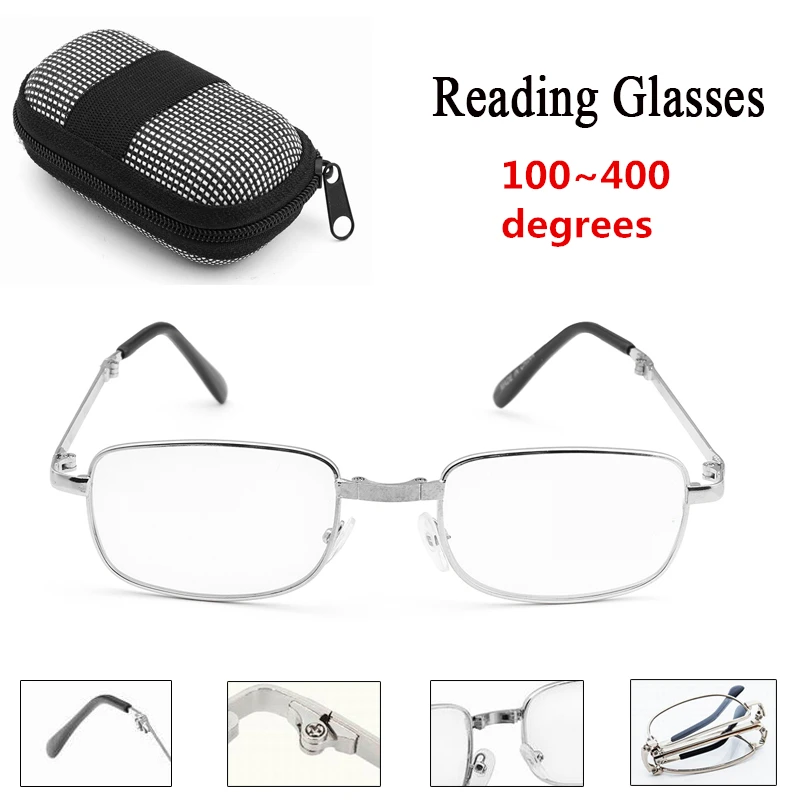 100~400 Degrees Resin Lens Gift Metal Frame Folding Ultralight Reading Glasses with Box Presbyopic Glasses With Box
100~400 Degrees Resin Lens Gift Metal Frame Folding Ultralight Reading Glasses with Box Presbyopic Glasses With Box