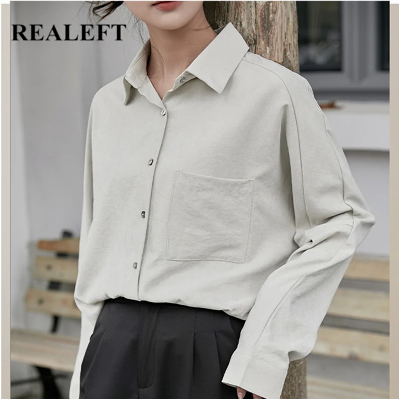 REALEFT New 2021 Spring Autumn Casual Women's Blouse Solid Single Breasted Long Sleeve Female Loose Shirts Office Ladies Tops
REALEFT New 2021 Spring Autumn Casual Women's Blouse Solid Single Breasted Long Sleeve Female Loose Shirts Office Ladies Tops