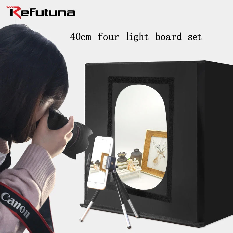 Professional Photography 40cm Small LED Studio Tent Four Light Board Fill Light Shooting Light Jewelry Photo Shooting Platform
Professional Photography 40cm Small LED Studio Tent Four Light Board Fill Light Shooting Light Jewelry Photo Shooting Platform