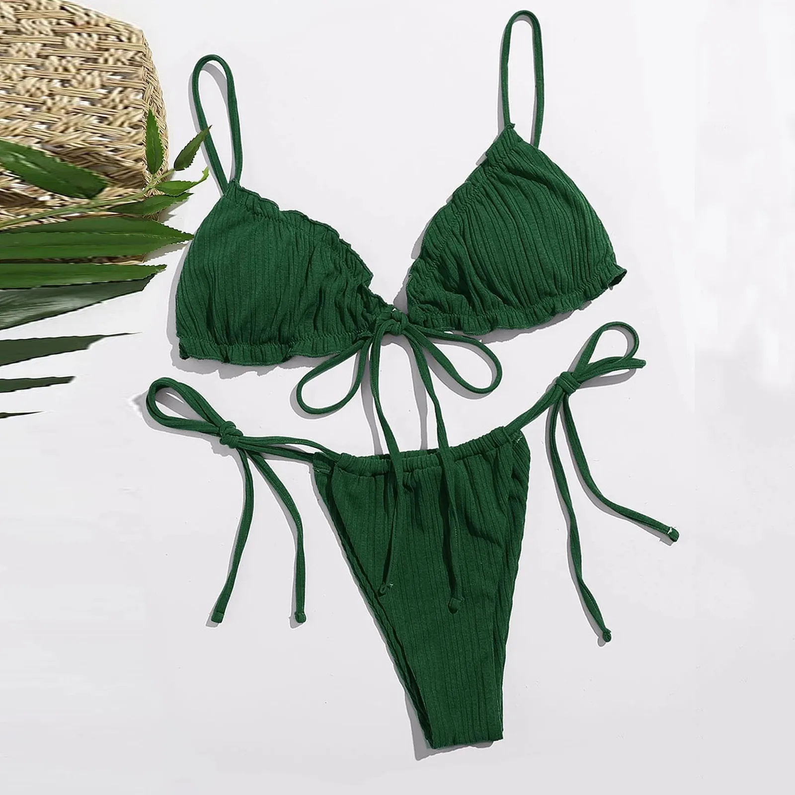 Green Bikini Women Low Waist Sexy Two Piece Swimsuit Women's Solid Color Elastic Lace-up Push Up Brazilian Bikinis Bathing Suit
Green Bikini Women Low Waist Sexy Two Piece Swimsuit Women's Solid Color Elastic Lace-up Push Up Brazilian Bikinis Bathing Suit