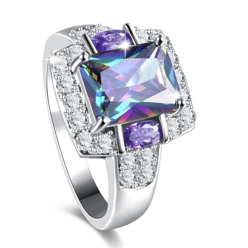 Fashion European and American Rectangle Color Zircon Engagement Ring for Women Wedding Party Jewelry Whole Sale
Fashion European and American Rectangle Color Zircon Engagement Ring for Women Wedding Party Jewelry Whole Sale