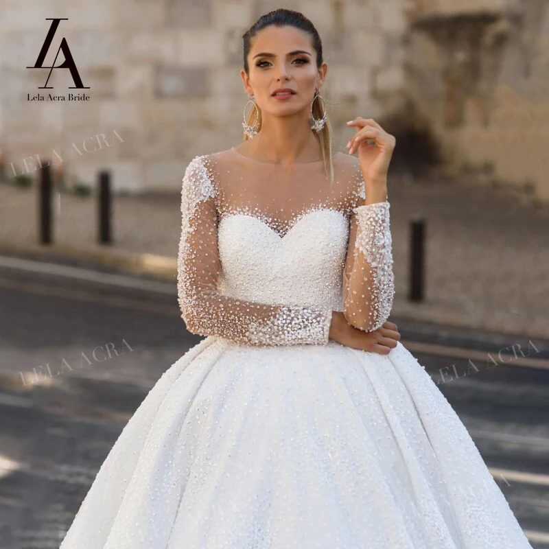 Wedding Dress Luxury Pearls Ball Gown Sweetheart Beaded Long Sleeve Bridal Princess Court Train LelaAcra SY24 Vestido De Novia
Wedding Dress Luxury Pearls Ball Gown Sweetheart Beaded Long Sleeve Bridal Princess Court Train LelaAcra SY24 Vestido De Novia