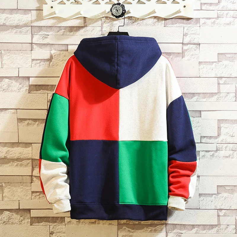 New Men Patchwork Hoodies Fashion Color-block Hooded Pullover Autumn Winter Velvet Thick Hoodie Men Youth Clothse Outwear
New Men Patchwork Hoodies Fashion Color-block Hooded Pullover Autumn Winter Velvet Thick Hoodie Men Youth Clothse Outwear