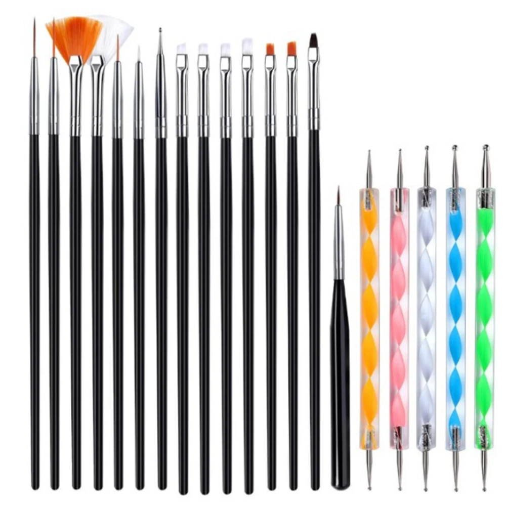 20pcs Nail Art Brush Set Manicure Tools Gradient Gel Nail Polish Builder Drawing Carving Ombre Brush Nail Design Painting Pen
20pcs Nail Art Brush Set Manicure Tools Gradient Gel Nail Polish Builder Drawing Carving Ombre Brush Nail Design Painting Pen