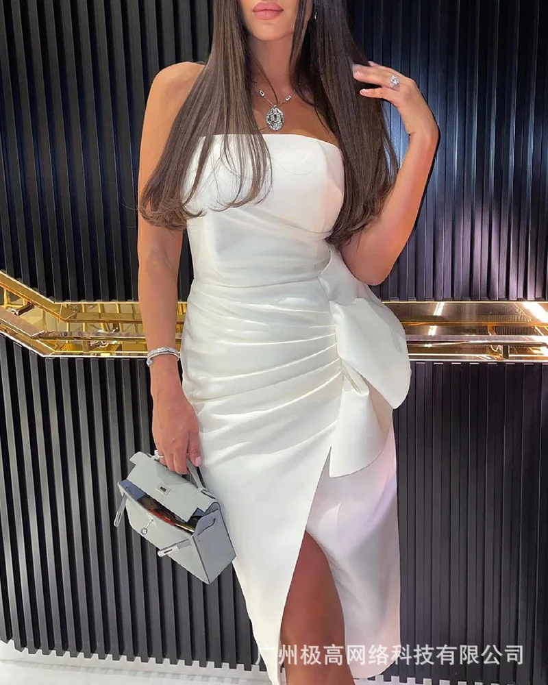 Fashion women's dress monochrome sleeveless irregular white dress straight span party dress summer dress 2021
Fashion women's dress monochrome sleeveless irregular white dress straight span party dress summer dress 2021