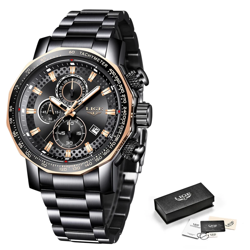 LIGE Fashion Black Mens Watches Top Brand Luxury Military Watch Men Big Dial Waterproof Quartz Sport Watch Relogio Masculino+Box
LIGE Fashion Black Mens Watches Top Brand Luxury Military Watch Men Big Dial Waterproof Quartz Sport Watch Relogio Masculino+Box