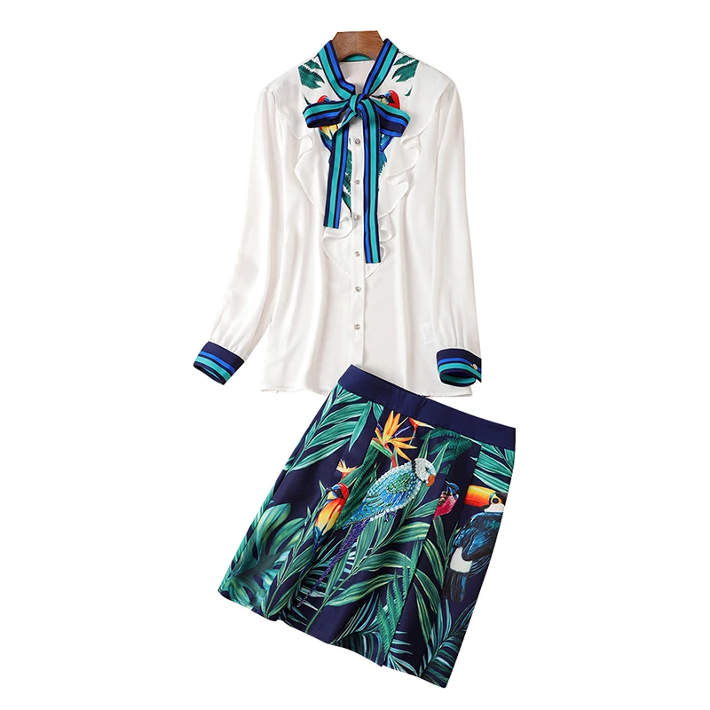 New Style Spring Women Clothing Sets Fashion Bow Collar Full Sleeve Printed Shirt And Print Mini Skirt 2 Piece Set Women SL390
New Style Spring Women Clothing Sets Fashion Bow Collar Full Sleeve Printed Shirt And Print Mini Skirt 2 Piece Set Women SL390