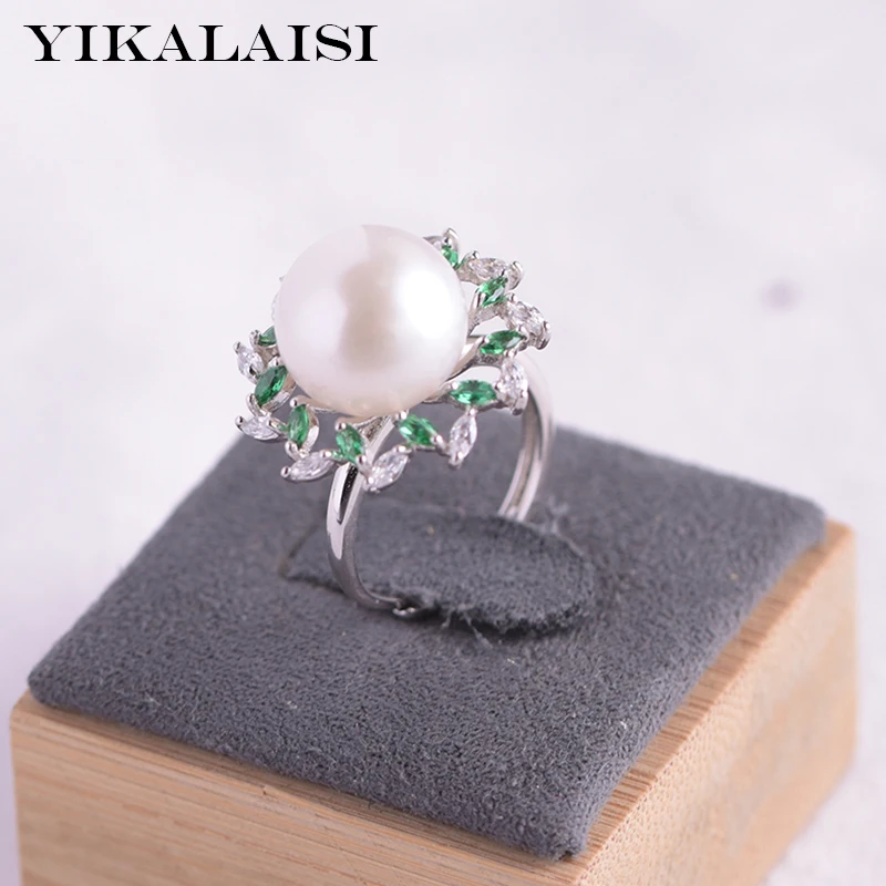 

YIKALAISI 925 Sterling Silver Rings Jewelry For Women 11-12mm Oblate Natural Freshwater Pearl Rings 2021 Fine New Wholesales