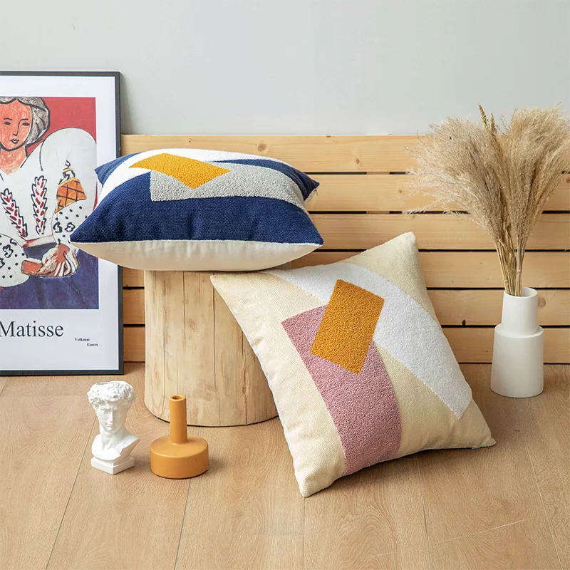 45x45cm Modern Geometric Soft Cozy Pillow Cover Cotton Canvas Towel-embroidered Sofa cushion cover Home Decoration 
45x45cm Modern Geometric Soft Cozy Pillow Cover Cotton Canvas Towel-embroidered Sofa cushion cover Home Decoration