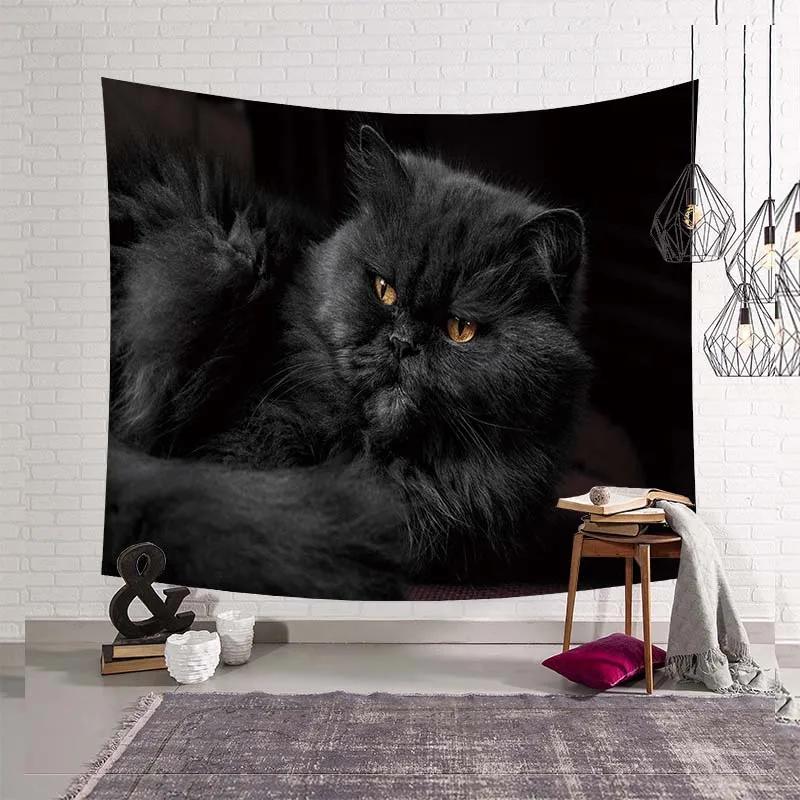 

Декоративный гобелен с милым мультяшным котом, настенный тканевый 3D рисунок животных для дома, кровати, гостиной, фоновая ткань, одеяло для ...