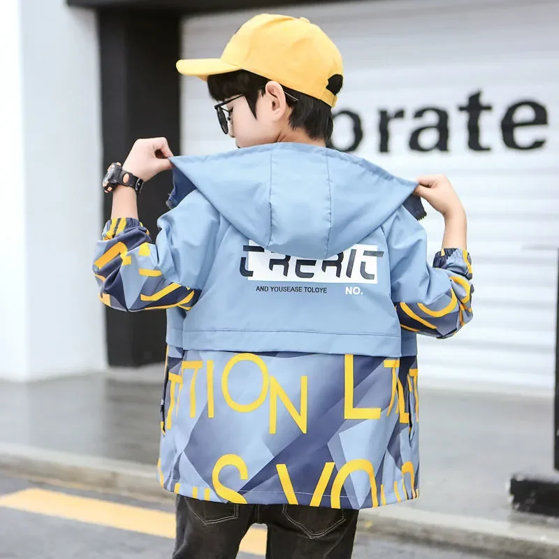 Spring & Autumn Polyester Jackets For Boy New 2021 Korean Version Fashion Hooded Print Coat Handsome Casual Children's Clothing
Spring & Autumn Polyester Jackets For Boy New 2021 Korean Version Fashion Hooded Print Coat Handsome Casual Children's Clothing