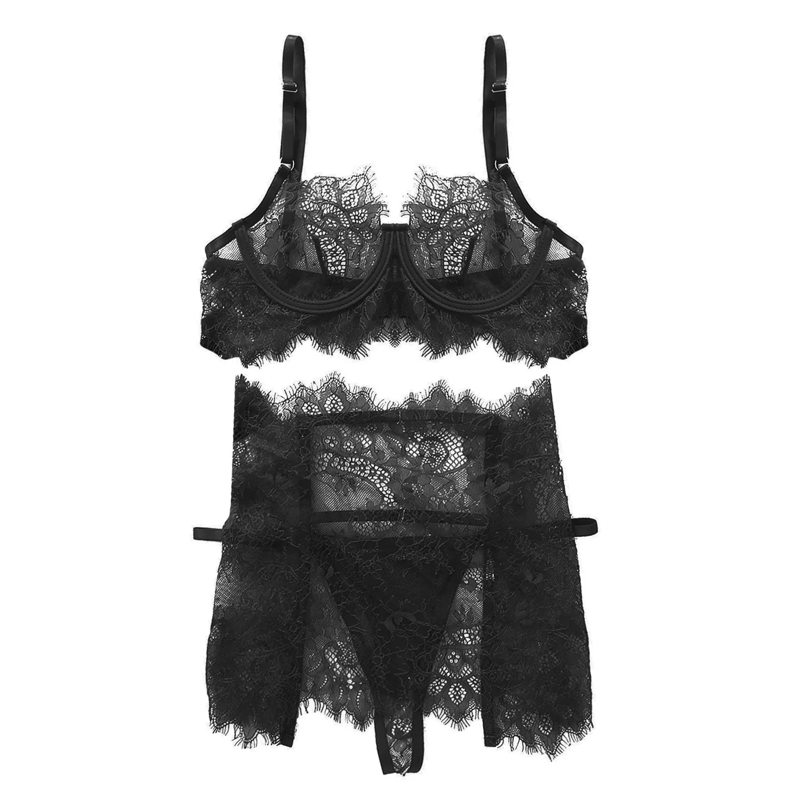 Exotic Lingerie Sets 3PC Black Lace Women Sexy Lingerie Wireless Bra Thong Mini Skirts Pajamas Set Exotic Underwear sets
Exotic Lingerie Sets 3PC Black Lace Women Sexy Lingerie Wireless Bra Thong Mini Skirts Pajamas Set Exotic Underwear sets