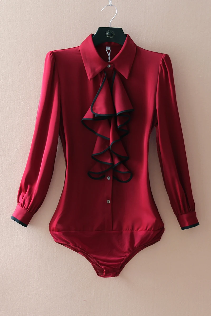 One-Piece Shirt Women's Design Ruffled Niche Spring Fashionable Acetate Chiffon Top Solid Color Jumpsuit with Snaps
One-Piece Shirt Women's Design Ruffled Niche Spring Fashionable Acetate Chiffon Top Solid Color Jumpsuit with Snaps