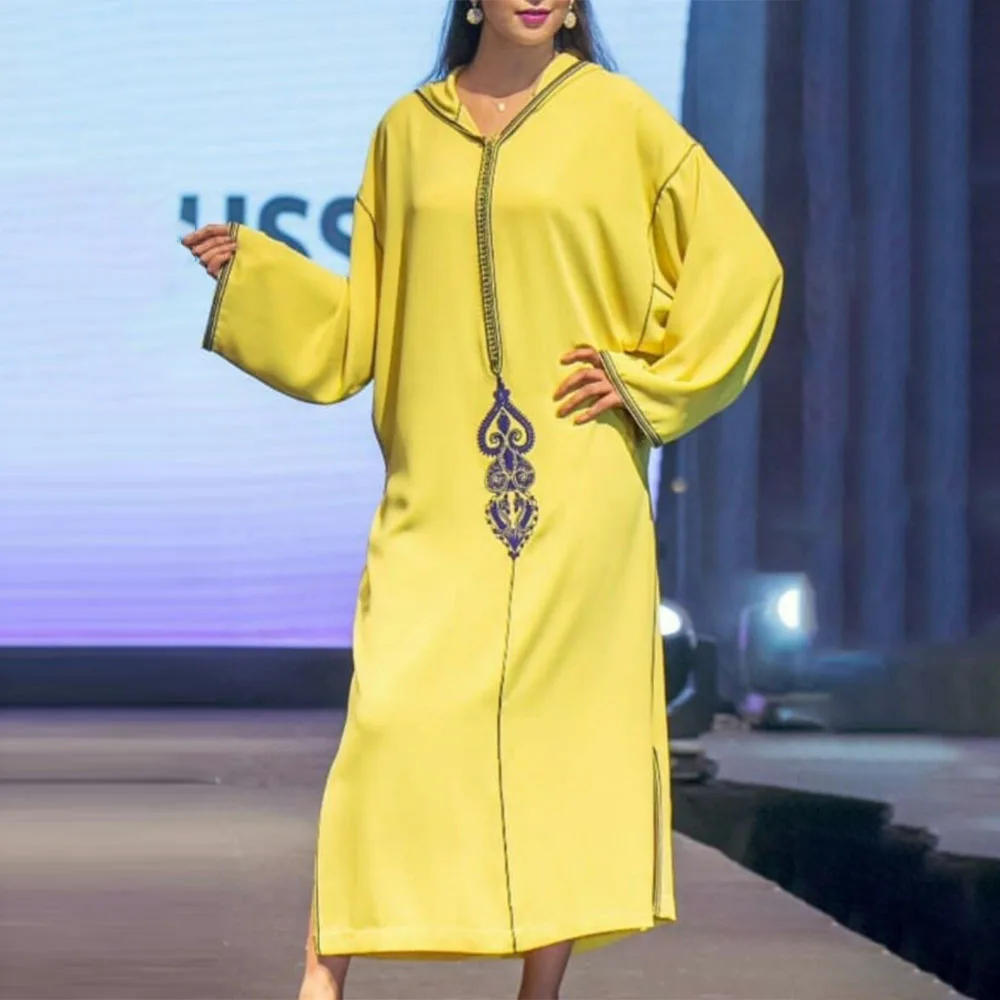 Elegant Dress 2021 Autumn Winter New Women Solid Color Hooded Embroidery Long Sleeve Muslim Fashion Casual Pullover Women
Elegant Dress 2021 Autumn Winter New Women Solid Color Hooded Embroidery Long Sleeve Muslim Fashion Casual Pullover Women