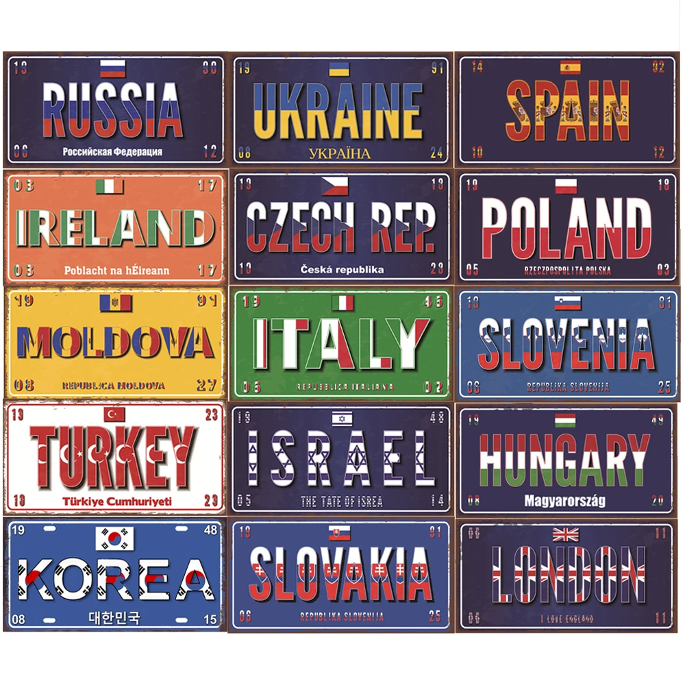 Country Name Flag Metal Signs Vintage Shabby Wall Tin Sign Crafts Car Plate License Art Plate Painting Garage Bar Plaques Decor
Country Name Flag Metal Signs Vintage Shabby Wall Tin Sign Crafts Car Plate License Art Plate Painting Garage Bar Plaques Decor