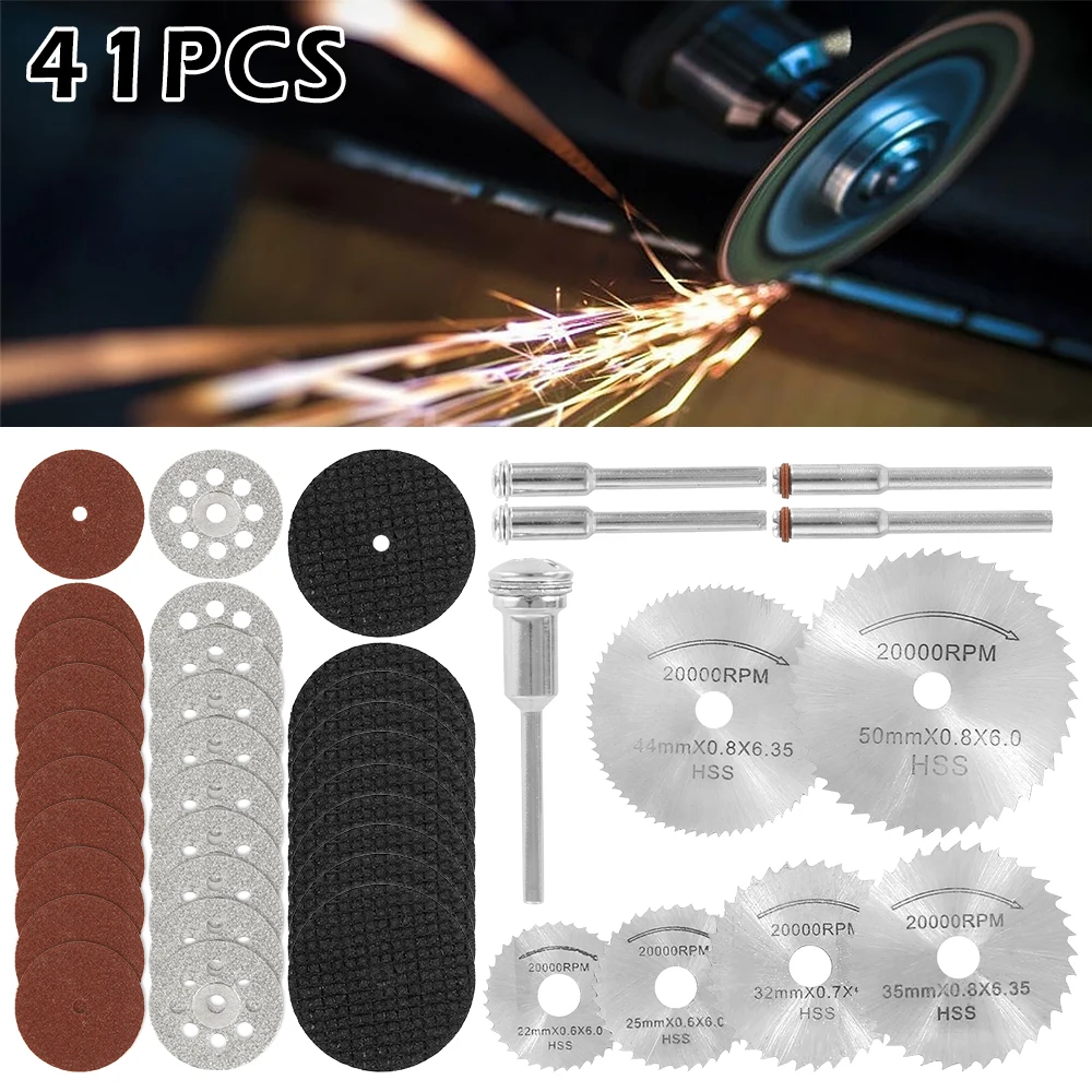 41Pcs/set HSS Circular Saw Blades Diamond Cutting Wheel Cutting Disk Coated Rotary Tool with Shaft for Dremel Push Wheel Set
41Pcs/set HSS Circular Saw Blades Diamond Cutting Wheel Cutting Disk Coated Rotary Tool with Shaft for Dremel Push Wheel Set