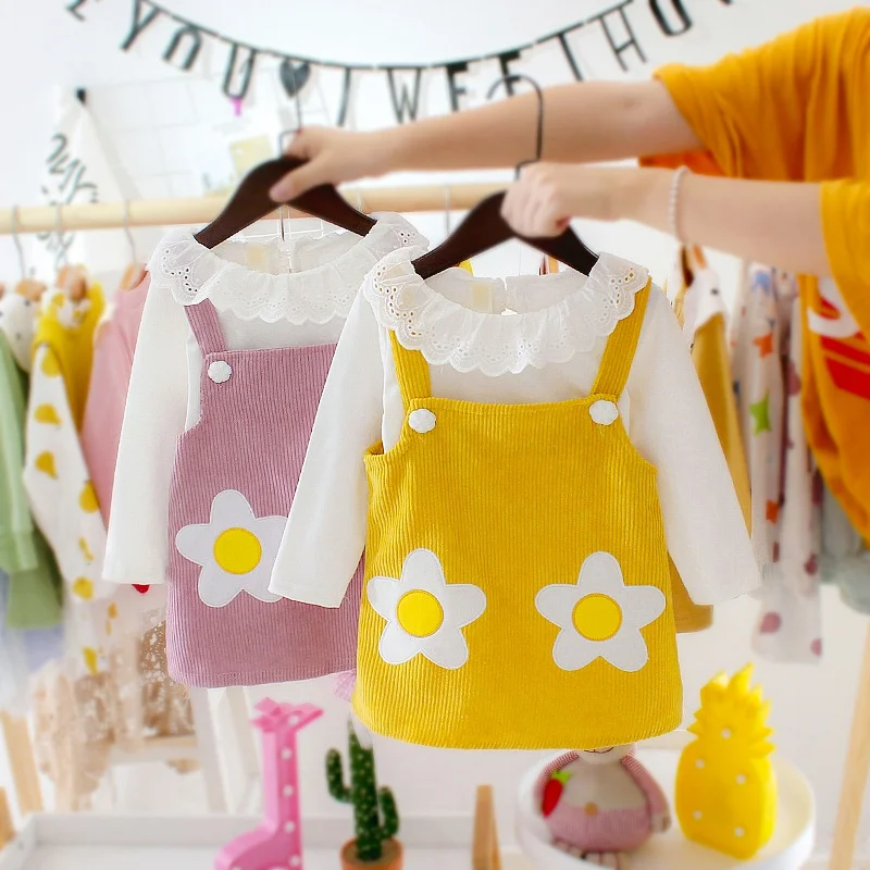 Autumn Baby Girls Clothes Toddler Ruffles Collar Long Sleeve Tops+Cartoon Printed Suspender Skirt Bib Dress 0-3T Kids Clothing
Autumn Baby Girls Clothes Toddler Ruffles Collar Long Sleeve Tops+Cartoon Printed Suspender Skirt Bib Dress 0-3T Kids Clothing
