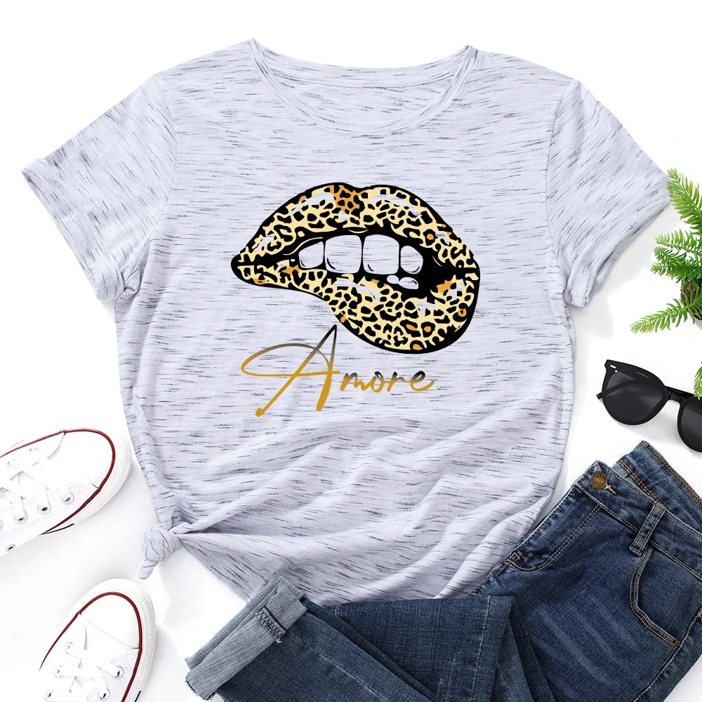 Футболка женская с забавным принтом губ и графическим принтом, 100% хлопок 
Футболка женская с забавным принтом губ и графическим принтом, 100% хлопок