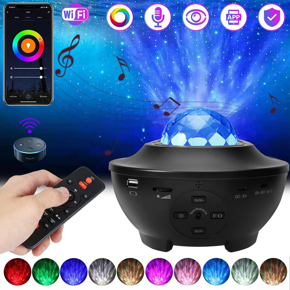 Ocean Wave Night Light with Bluetooth WIFI Smart Star Projector Light LED Galaxy Remote Voice Control Million Color Gift D30
Ocean Wave Night Light with Bluetooth WIFI Smart Star Projector Light LED Galaxy Remote Voice Control Million Color Gift D30