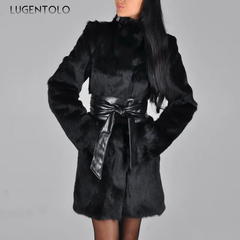 Женское элегантное пальто из искусственного меха на осень и зиму, черное повседневное женское пальто большого размера с высоким воротником... 
Женское элегантное пальто из искусственного меха на осень и зиму, черное повседневное женское пальто большого размера с высоким воротником...