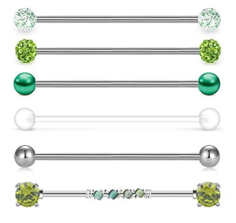 6PC 14G Industrial Barbell Surgical Steel Cartilage Earrings CZ Industrial Earring Crystal Ferido Industrail Piercing 38mm
6PC 14G Industrial Barbell Surgical Steel Cartilage Earrings CZ Industrial Earring Crystal Ferido Industrail Piercing 38mm