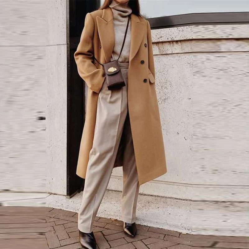 New autumn winter lapel button long coat Fashion women solid color streetwear jacket Harajuku elegant office ladies woolen coat
New autumn winter lapel button long coat Fashion women solid color streetwear jacket Harajuku elegant office ladies woolen coat