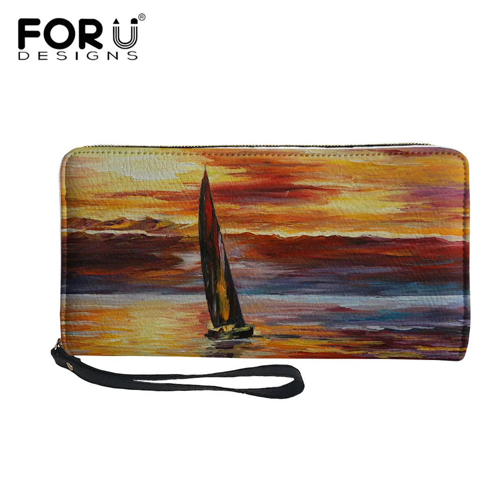 FORUDESIGNS Leather Ladies Wristband Wallet Oil Painting Seaside Ship Pattern Women's Casual Coin Purse Party Leather Long Purse
FORUDESIGNS Leather Ladies Wristband Wallet Oil Painting Seaside Ship Pattern Women's Casual Coin Purse Party Leather Long Purse
