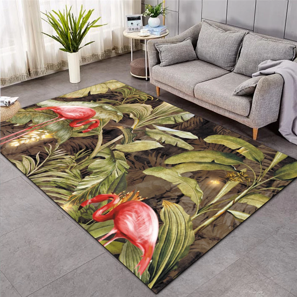 

Fashion Flamingo Tropical Leaf Leaves Printed Carpet Bedroom Large Area Rug Non-slip For Living Room Home Alfombra Tapis Salon08