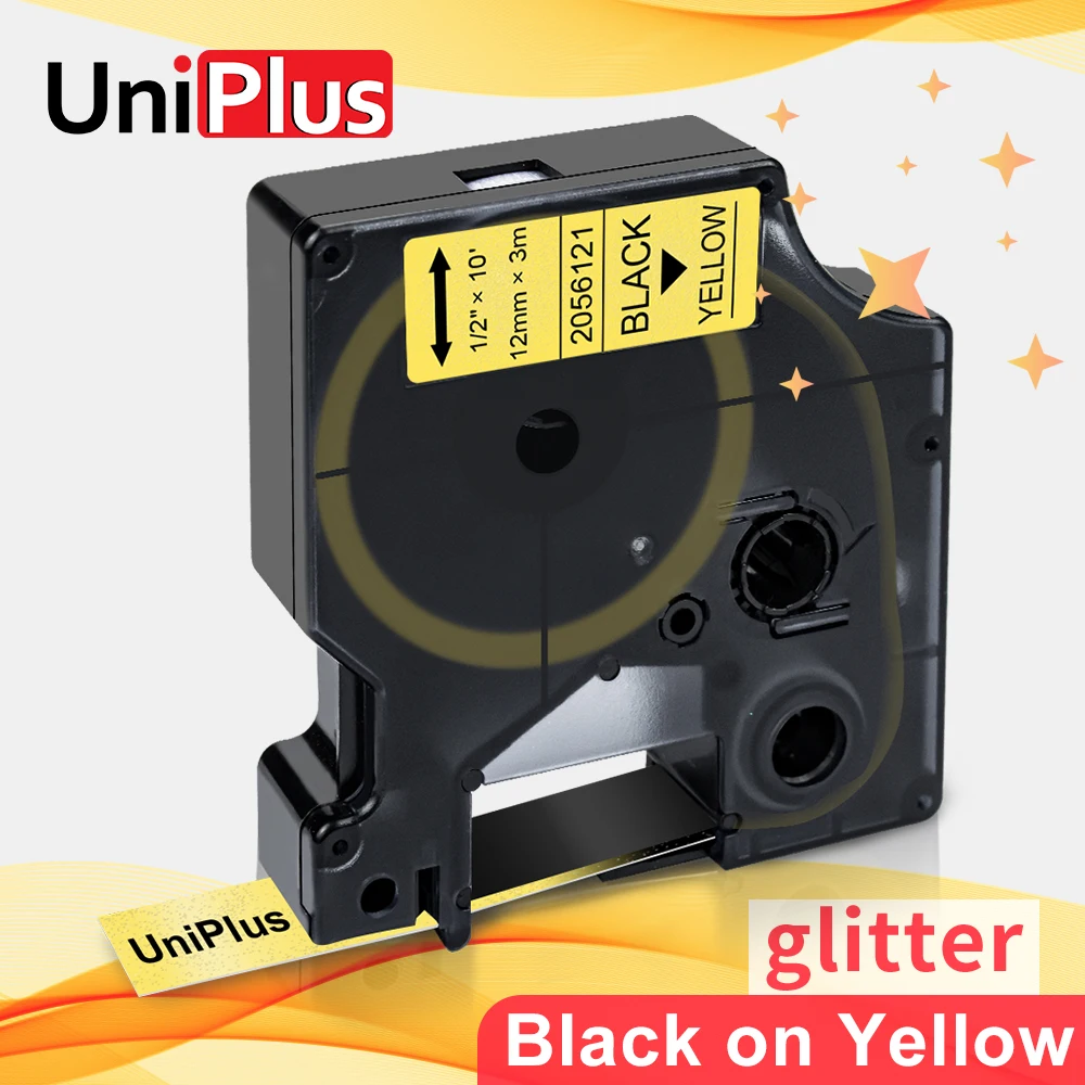 UniPlus 205621 Black on Shiny Yellow Glitter Label Tape D1 Compatible Dymo Label Printer Typewriter 12mm for LabelPoint 300 350
UniPlus 205621 Black on Shiny Yellow Glitter Label Tape D1 Compatible Dymo Label Printer Typewriter 12mm for LabelPoint 300 350