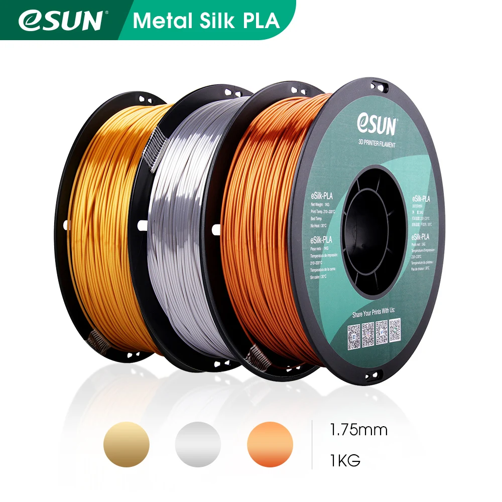 

eSUN Silk PLA Filament 1.75mm Metal Silk PLA 3D Printer Filament 1KG (2.2 LBS) Spool 3D Printing Materials for 3D Printers